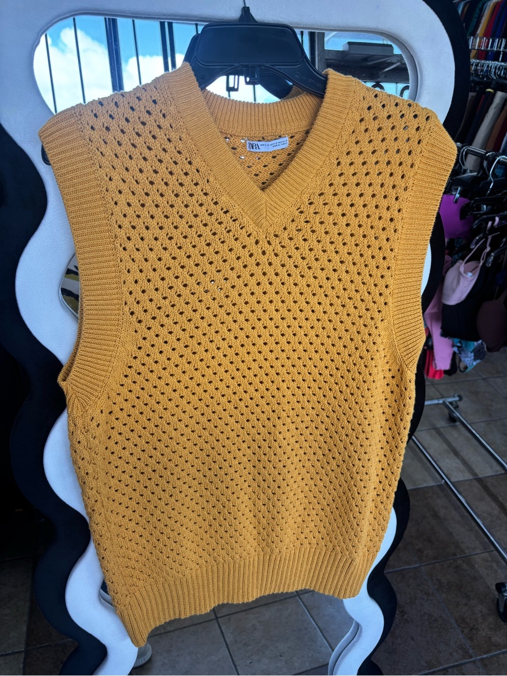 Zara Mustard Knit V-Neck Sweater Vest